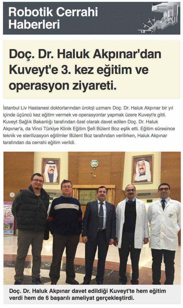 Kuveyt'te Robotik Cerrahi Eğitimi